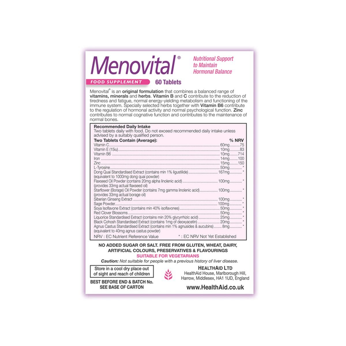 Health Aid – Menovital * 60 tableta – foto 2