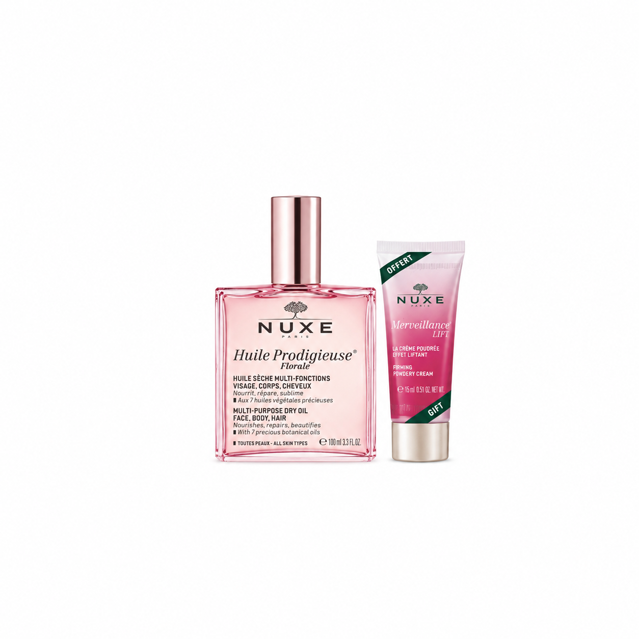 NUXE Huile Prodigieuse Florale 100 ml + Merveillance Lift 15 ml Dhuratë