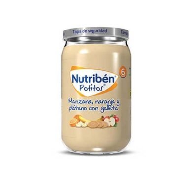 Nutriben – Pure me mollë, portokall, banane dhe biskotë (6m+)