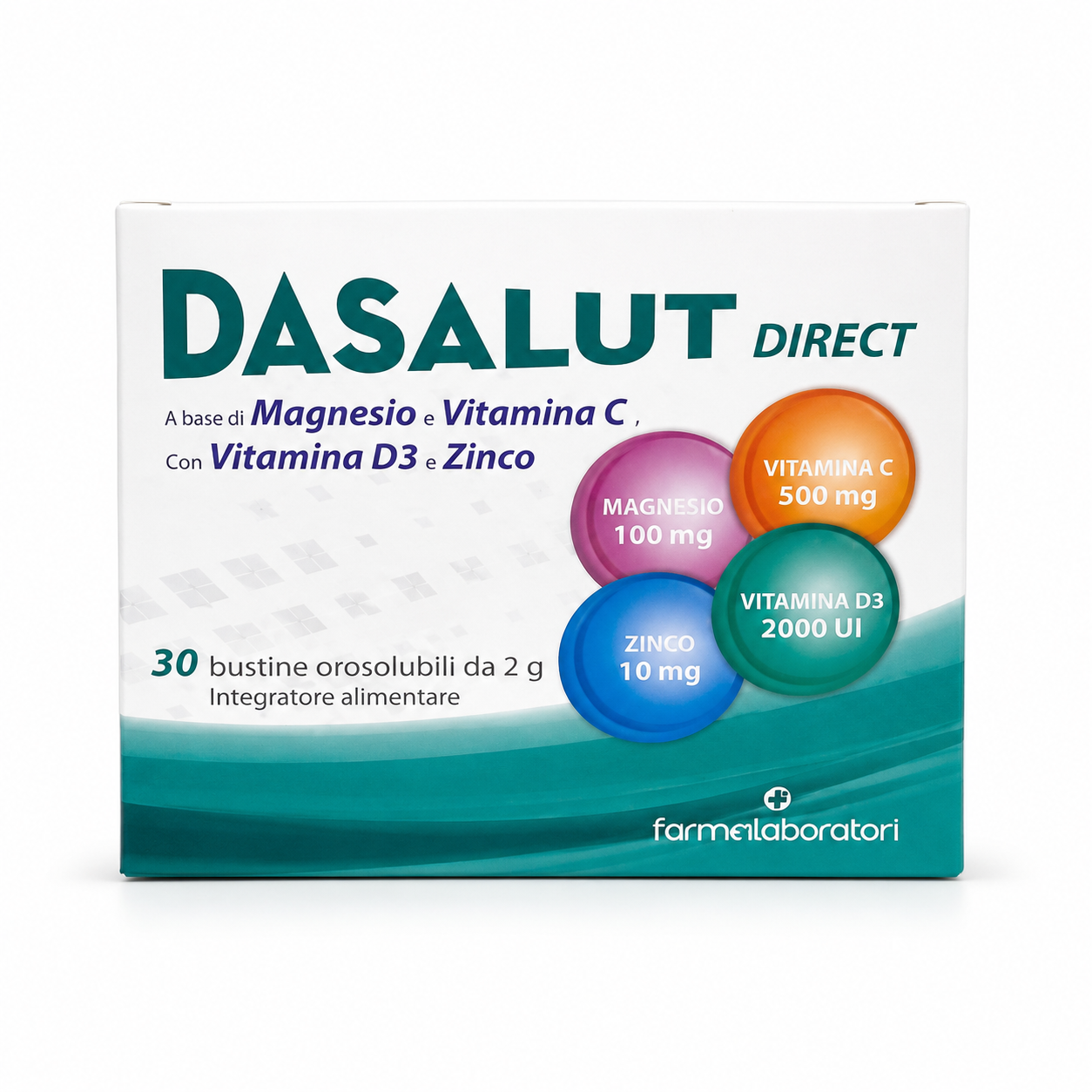 Dasalut Direct 30 Bustina Orosolubile – Magnez, Vitaminë C, Vitaminë D3 & Zink