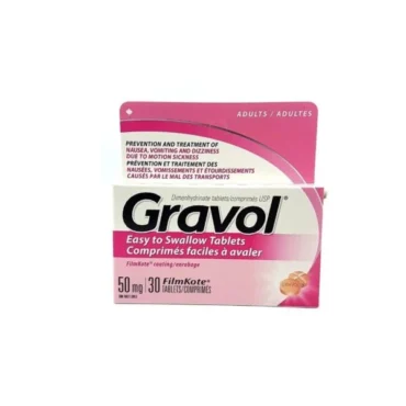 Gravol 50 mg – 30 Tableta | Dimenhidrinat për të Përziera, Të Vjella dhe Marramendje