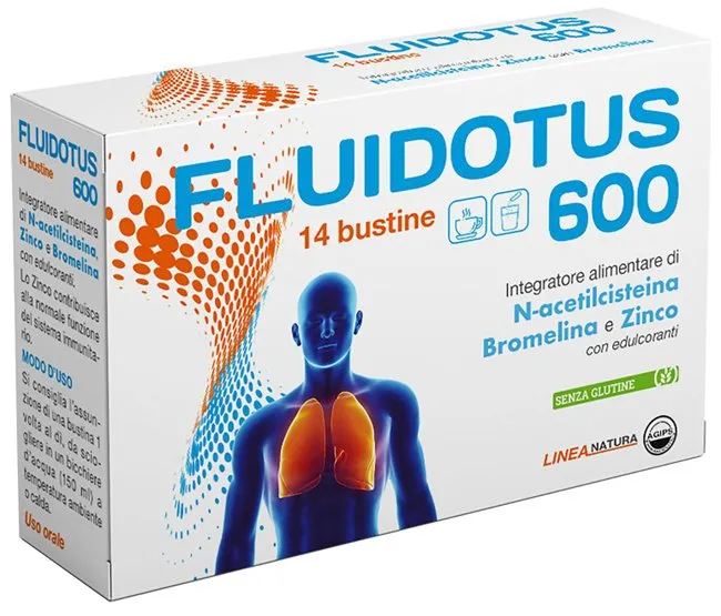 Fluidotus 600 – Integrues ushqimor për shëndetin e rrugëve të frymëmarrjes, 14 bustina